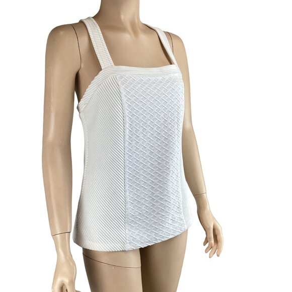Deletta Anthropologie White Textured Tank Top Medium Gavi - Picture 2 of 7